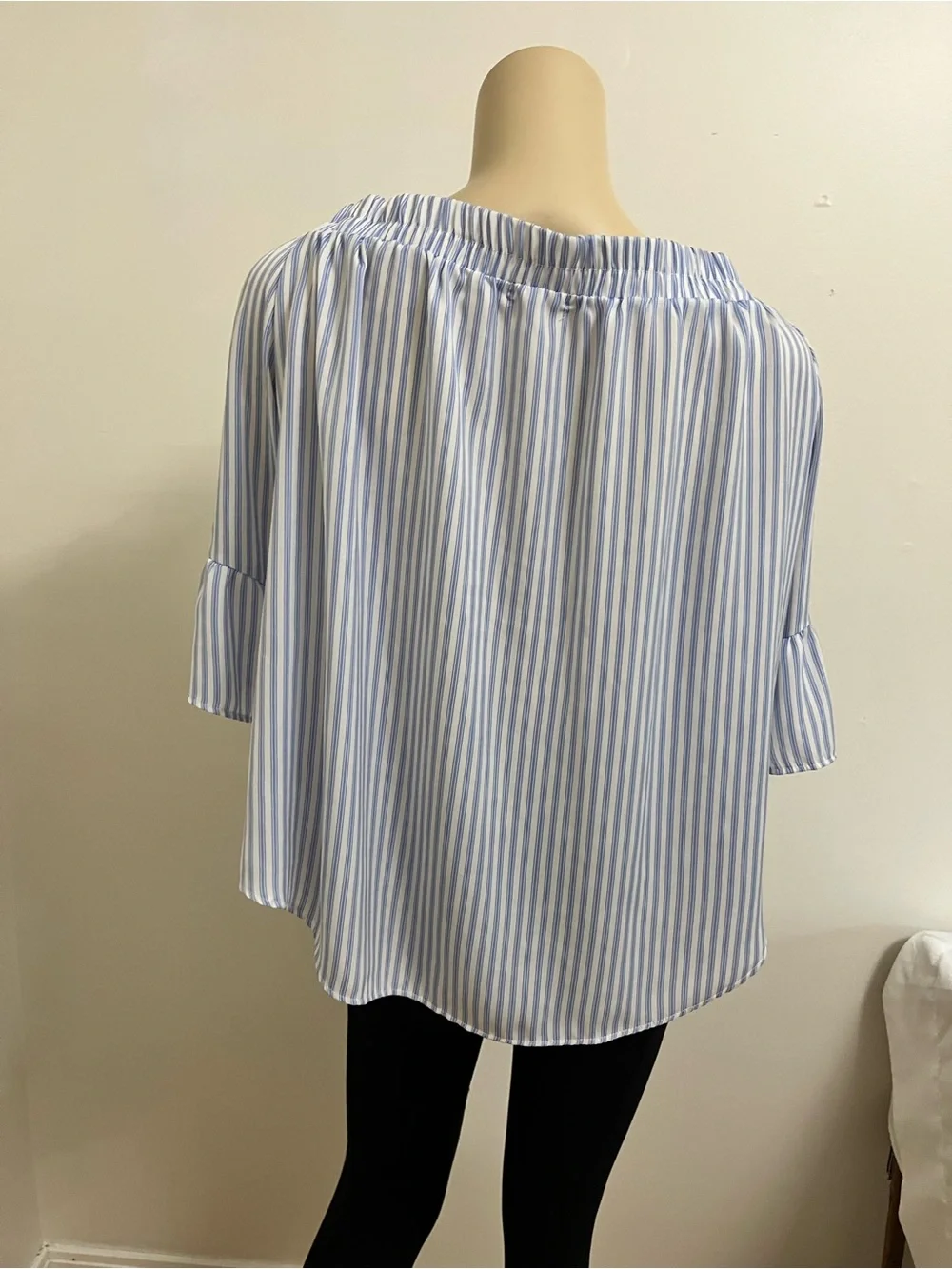 Ardene Blue and White Striped Off-Shoulder Blouse - Picture 2 of 2